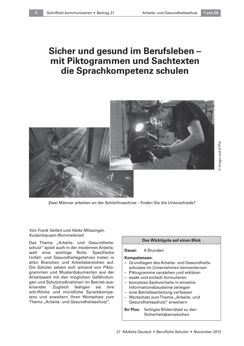 Sicher und gesund im Berufsleben